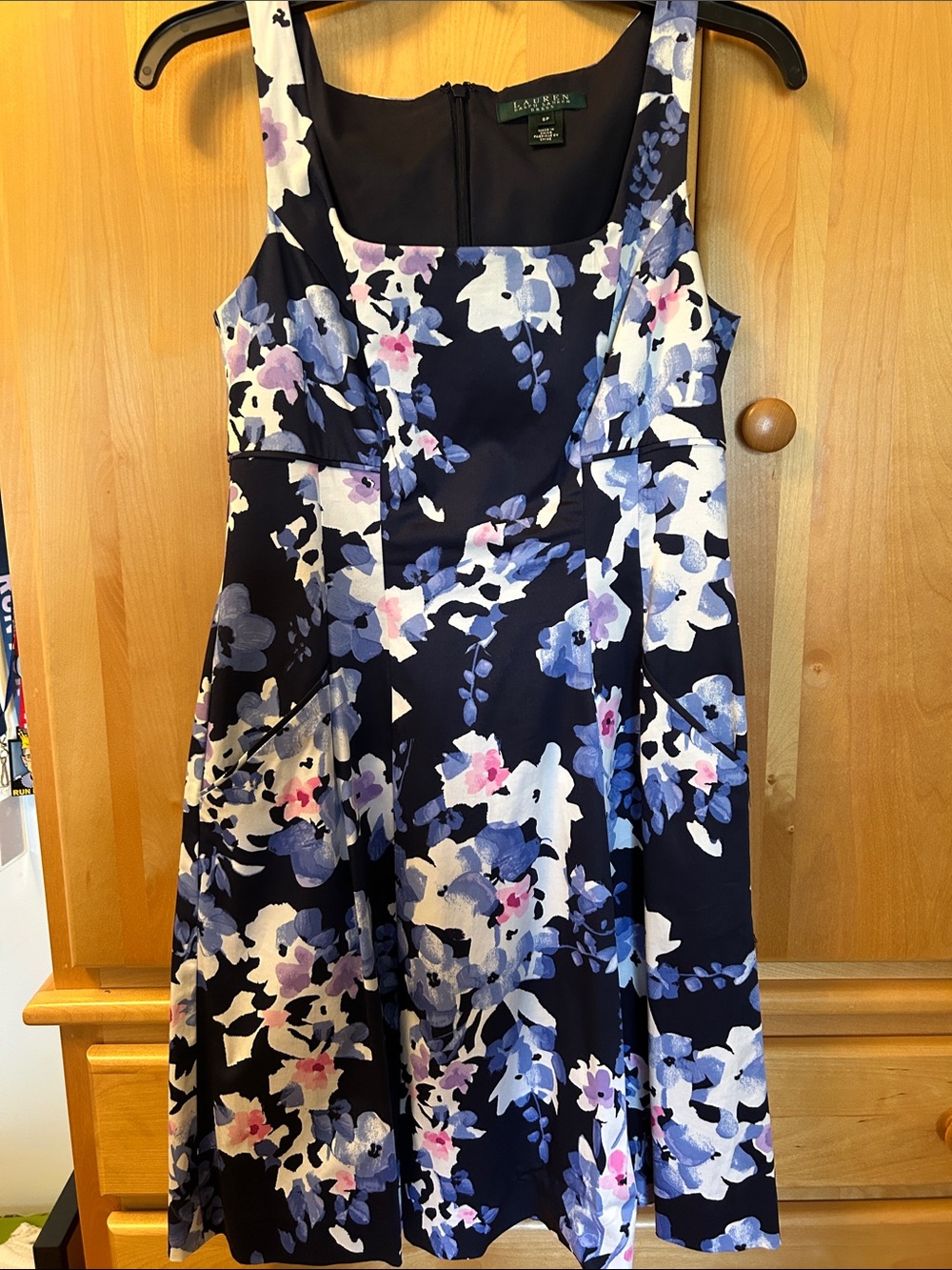 Lauren Ralph Lauren Navy Floral Sleeveless Fit & Flare Dress